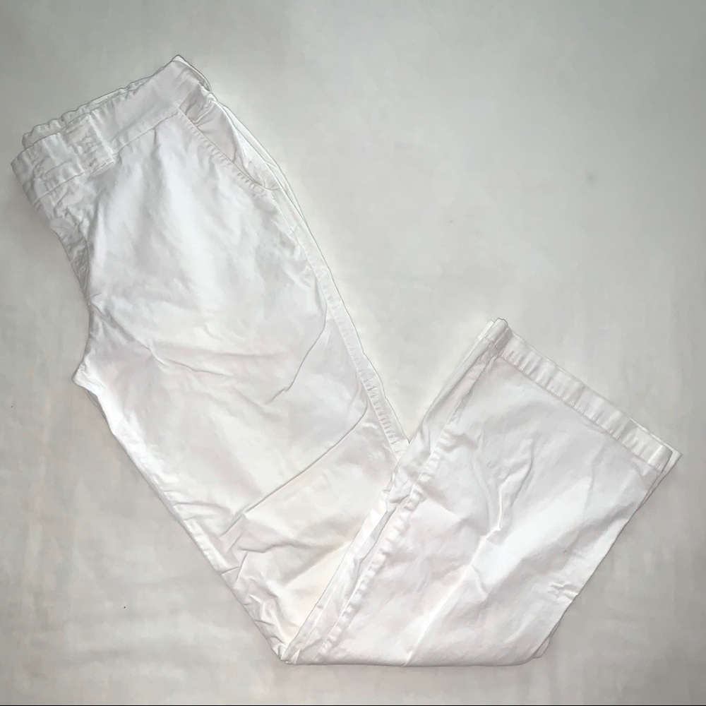 Mimi maternity white twill pants.